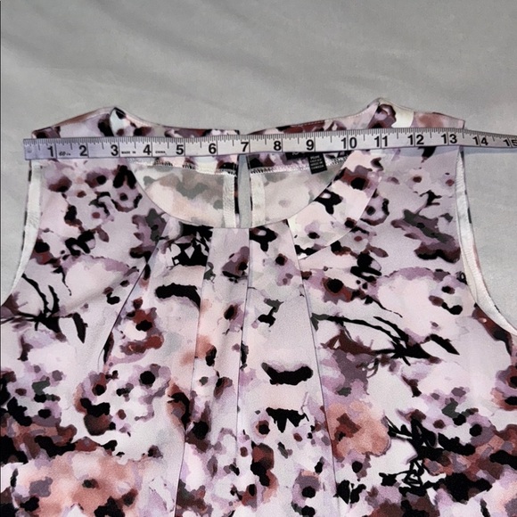 Le Chateau Blouse Pink Black Pleated Neck Tank Top Sleeveless Women’s Sz M - Picture 6 of 10